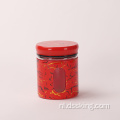 Kruidpotten en rek Set 9-delige set Spices Zout Peper Zoutpot Plastic Deksel Rood afdrukken Ronde Glas Zout en peperpotten